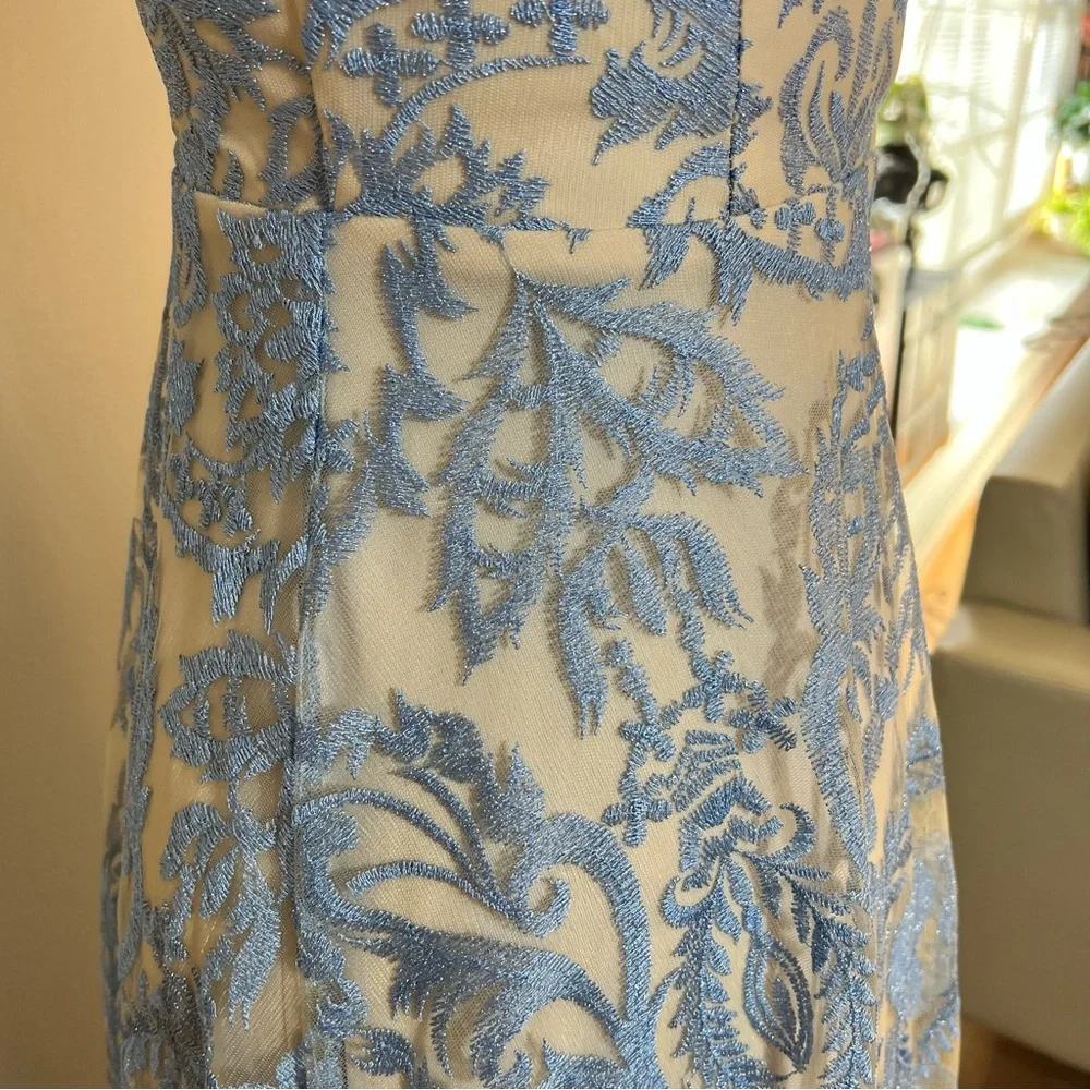 NWT Speechless Blue & Tan Halter Prom Dress Size 0 - Picture 3 of 13